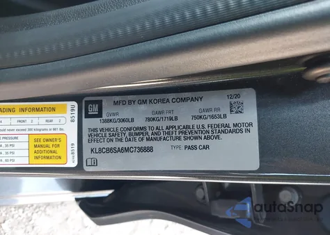 2021 Chevrolet Spark Fwd Ls Automatic from USA, damaged, VIN KL8CB6SA6MC736888